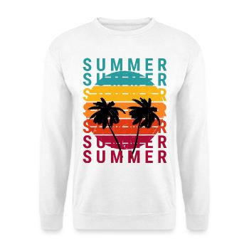 Sommerlicher Sonnenuntergang mit Palmen - Unisex Pullover - Weiß - Vorne