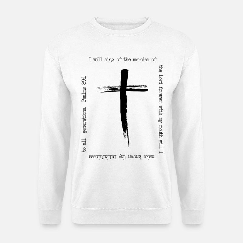 Kreuzpinselstrich Barmherzigkeitslied - Unisex Pullover - Weiß