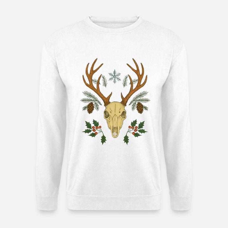 Winterhirsch-Schädelwappen - Unisex Pullover - Weiß