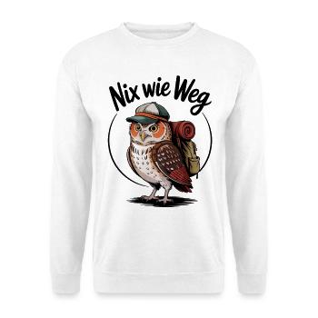 Forest hiker owl with backpack - Unisex Sweatshirt - white - Front