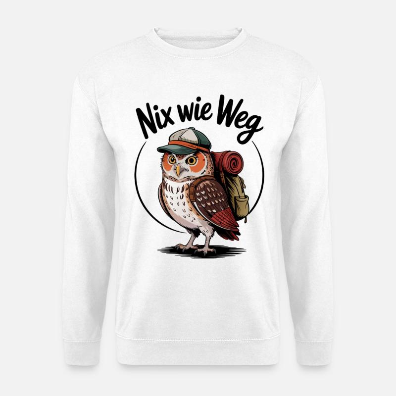Forest hiker owl with backpack - Unisex Sweatshirt - white