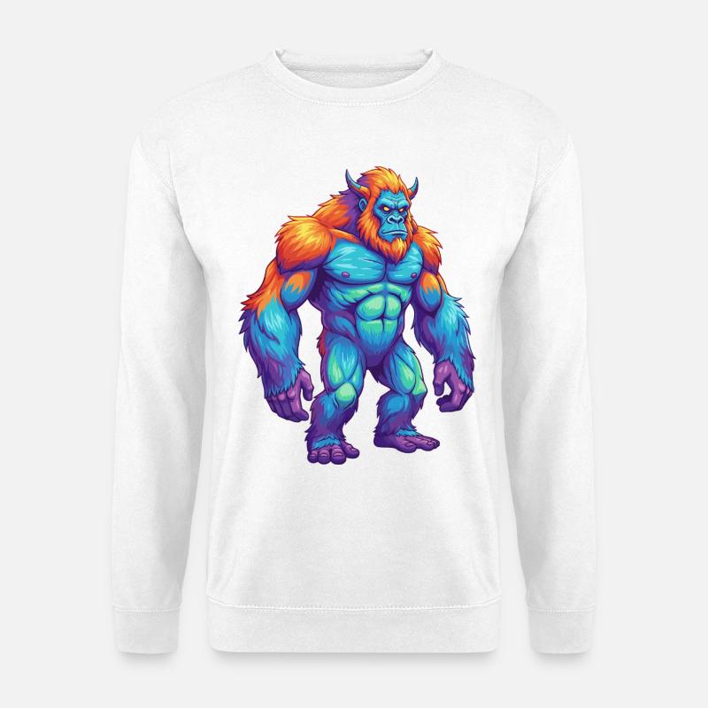 Bunte Bigfoot-Regenbogen-Pop-Art-Aquarell - Unisex Pullover - Weiß