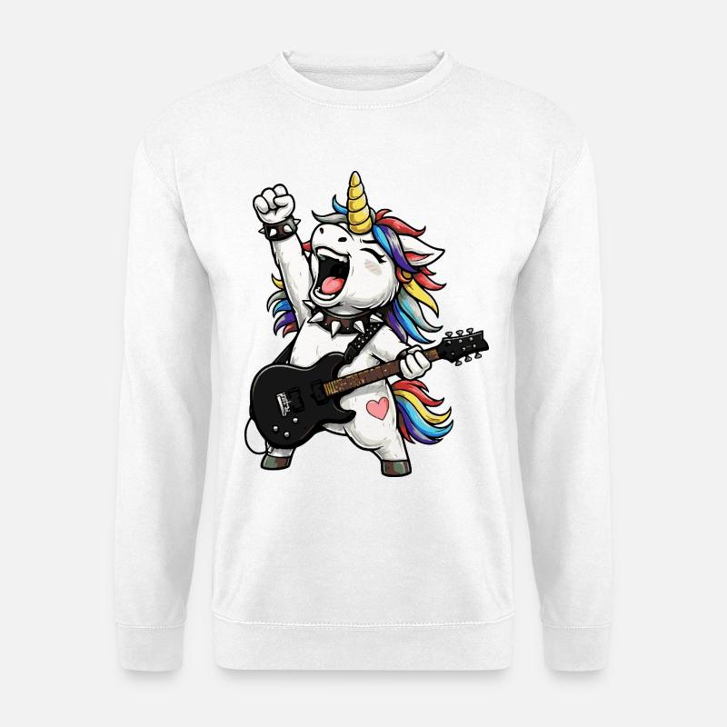 Regenbogen-Einhorn-Rocker - Unisex Pullover - Weiß