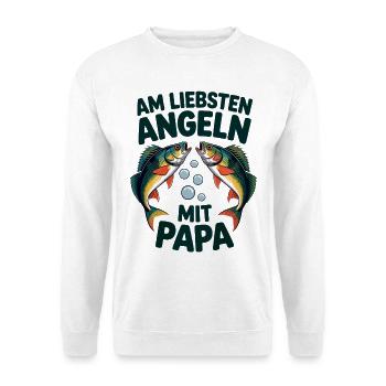 Am Liebsten Angeln Mit Papa - Unisex Pullover - Weiß - Vorne