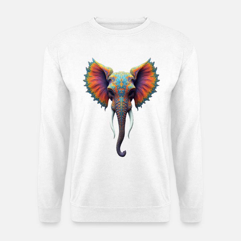 Rainbow Ornate Elephant Head - Unisex Sweatshirt - white