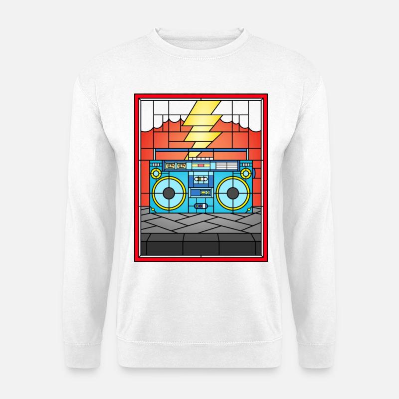 Buntglas-Boombox-Illustration - Unisex Pullover - Weiß
