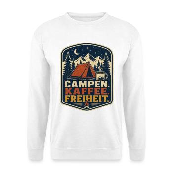 Campen Kaffee Freiheit – Outdoor Camping Spruch - Unisex Pullover - Weiß - Vorne