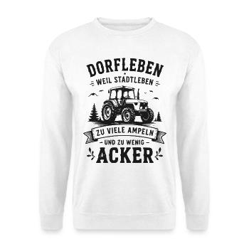 Dorfleben Traktor: Zu Viele Ampeln - Unisex Pullover - Weiß - Vorne - Alina (178cm) & Michal (187cm)