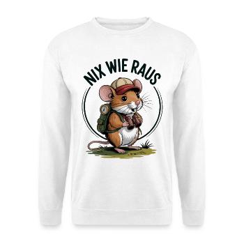 Outdoor Maus - Unisex Pullover - Weiß - Vorne - Alina (178cm) & Michal (187cm)