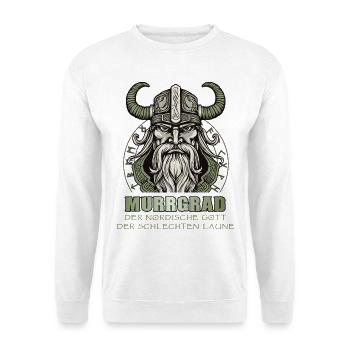 Murrgrad, Gott der schlechten Laune Wikinger - Unisex Pullover - Weiß - Vorne - Alina (178cm) & Michal (187cm)