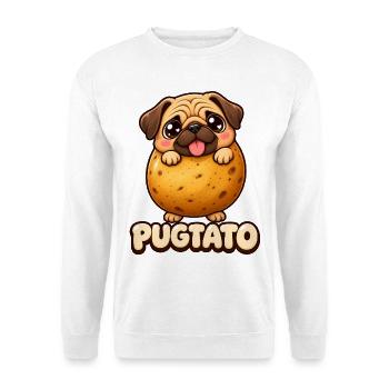 Funny Cute Pugtato Pug Potato Kawaii Dog - Unisex Pullover - Weiß - Vorne - Alina (178cm) & Michal (187cm)