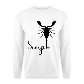 Geburtstag Skorpion - Unisex Pullover - Weiß - Vorne - Alina (178cm) & Michal (187cm)