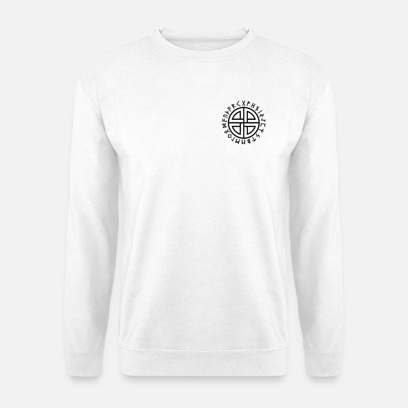 Schwarzer Runen-Schildknoten - Unisex Pullover - Weiß