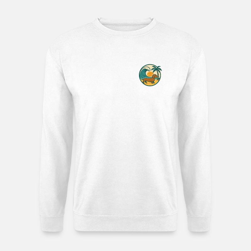 Dackel Strand Sonnenuntergang - Unisex Pullover - Weiß