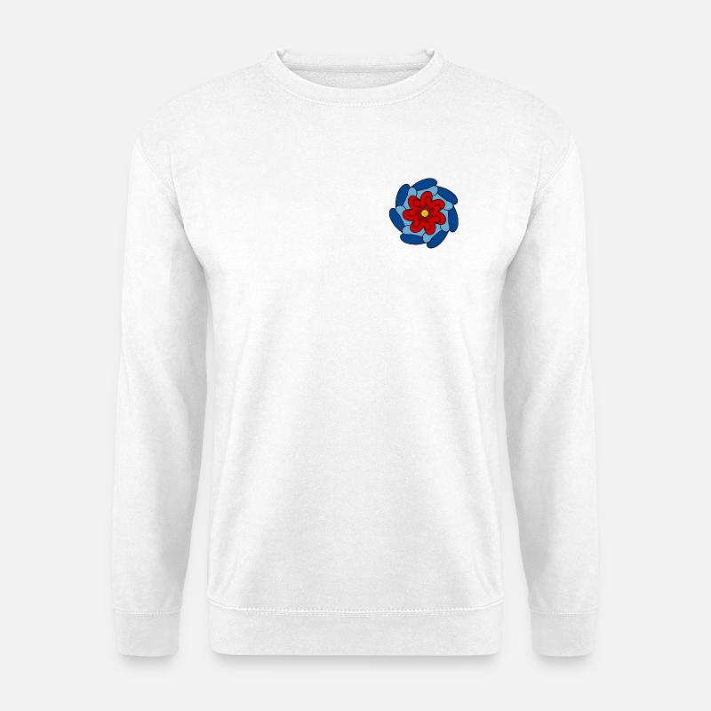 Rote Blume Blaue Mandala - Unisex Pullover - Weiß