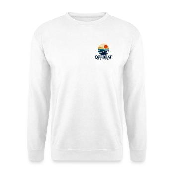 OFFBEAT – Retro Surf Logo - Unisex Pullover - Weiß - Vorne - Alina (178cm) & Michal (187cm)