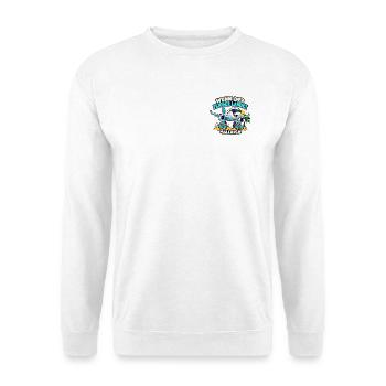 Wenn der Flieger landet – Mallorca - Unisex Pullover - Weiß - Vorne - Alina (178cm) & Michal (187cm)