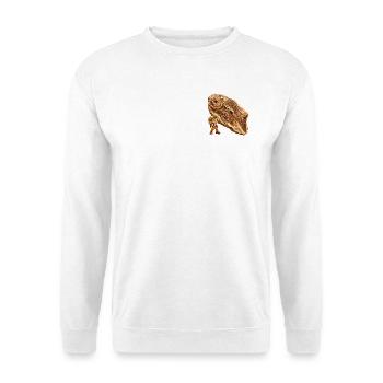 Wenuma Urzeitfisch - Unisex Pullover - Weiß - Vorne - Alina (178cm) & Michal (187cm)