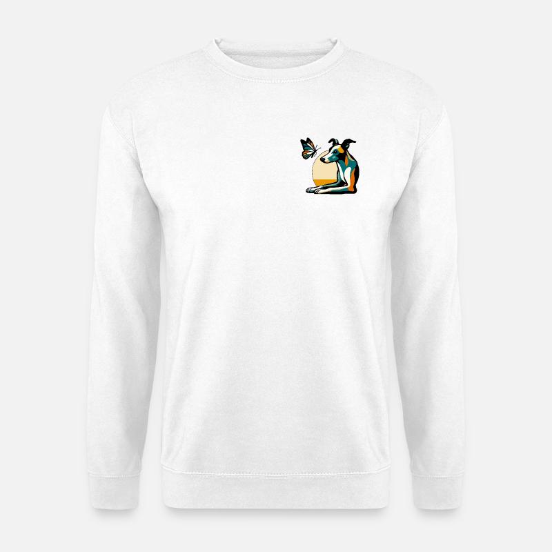 Bunter Hund mit Schmetterling - Unisex Pullover - Weiß