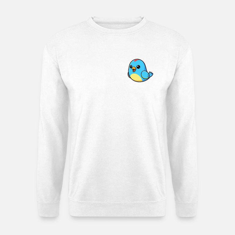 Fröhlicher Blauer Vogel Cartoon - Unisex Pullover - Weiß