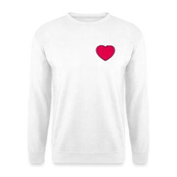 Herzkontrast Pinkes Herzdesign - Unisex Pullover - Weiß - Vorne - Alina (178cm) & Michal (187cm)