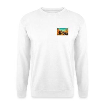 Choupie trampert auf Wüstenstraßen - Unisex Pullover - Weiß - Vorne - Alina (178cm) & Michal (187cm)