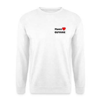 Mwen enmé Guyane - Ich liebe Guyana - Unisex Pullover - Weiß - Vorne - Alina (178cm) & Michal (187cm)