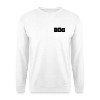 Ziegelmauer – minimalistisches Symbol - Unisex Pullover - Weiß - Vorne - Alina (178cm) & Michal (187cm)