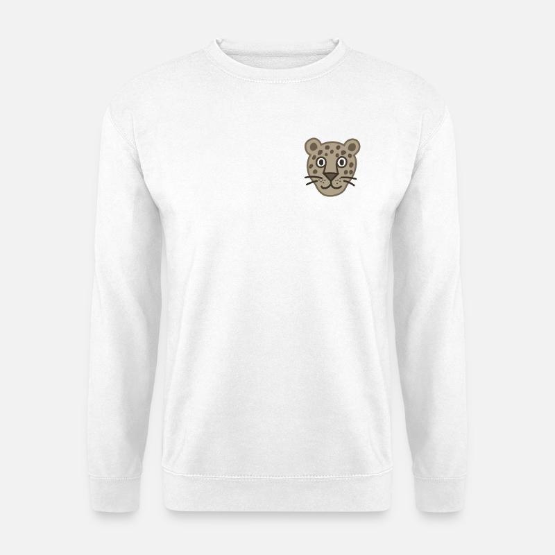 Dessin animé mignon visage de léopard - Sweat-shirt Unisexe - blanc