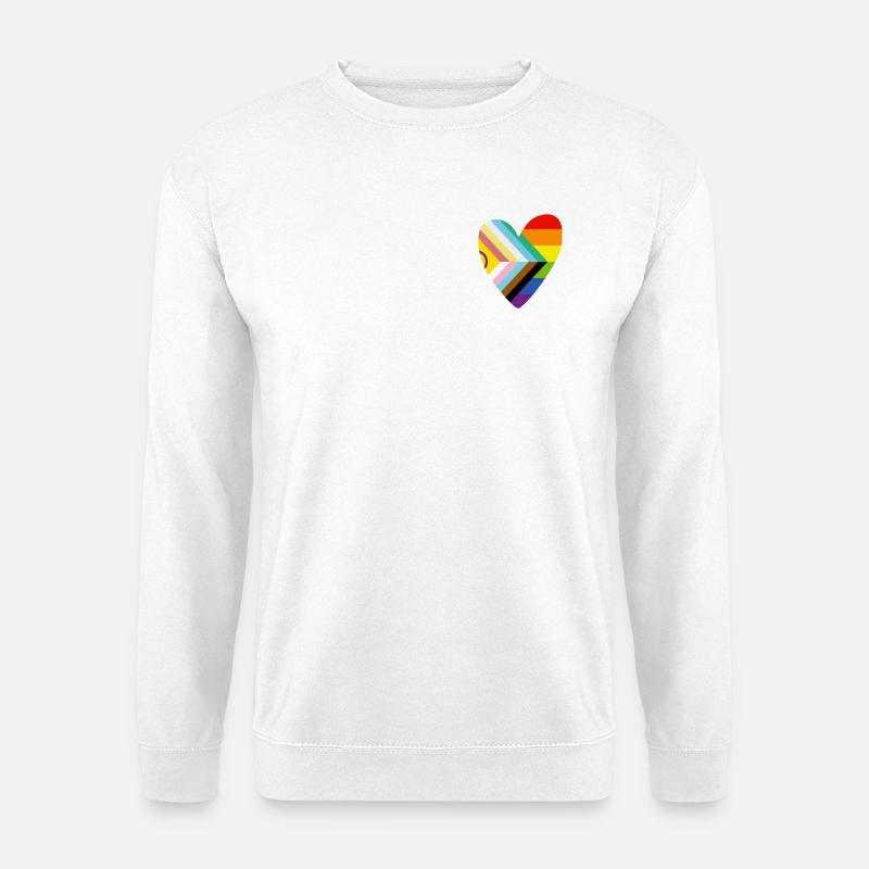 🌈 Herz – Progress Pride & Disability Flag - Unisex Pullover - Weiß