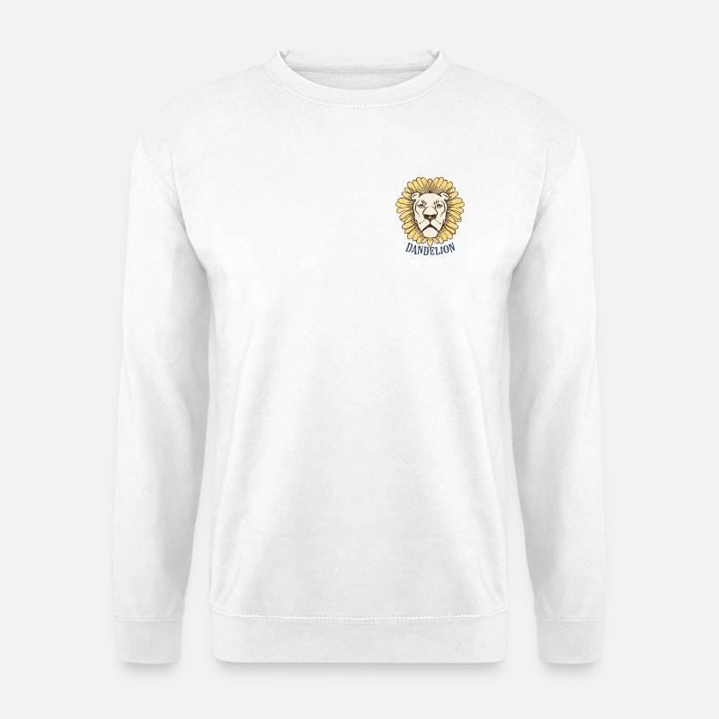 Löwe im Löwenzahn-Kranz - Unisex Pullover - Weiß