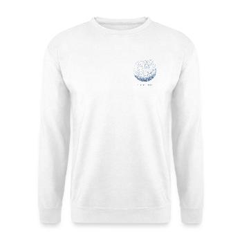Angeln: Ufer & Tiefenlinien - Unisex Pullover - Weiß - Vorne - Alina (178cm) & Michal (187cm)