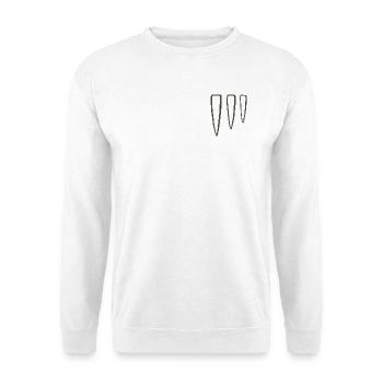 Drei-Punkt-Stammessymbol - Unisex Pullover - Weiß - Vorne - Alina (178cm) & Michal (187cm)