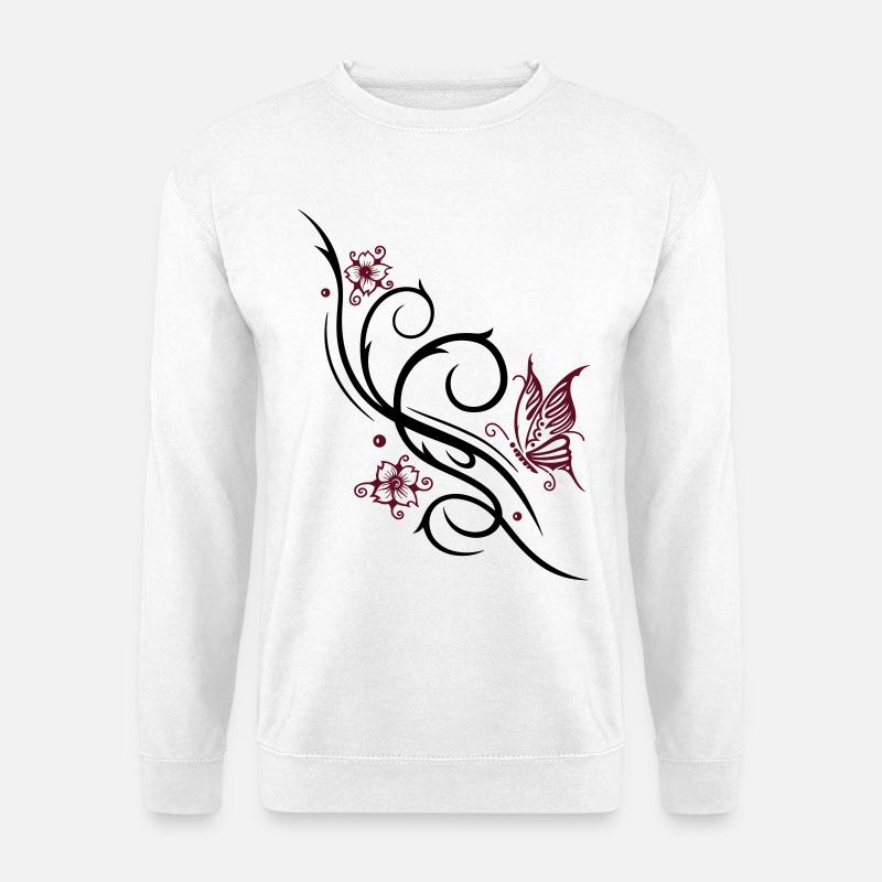 Cherry blossoms with butterfly - Unisex Sweatshirt - white