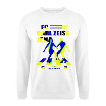 FC Carl Zeiss Jena - Unisex Pullover - Weiß - Vorne - Alina (178cm) & Michal (187cm)