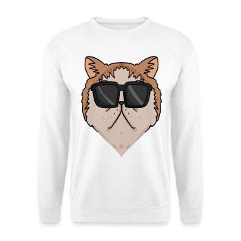 Exotische Kurzhaarkatze Katze mit Sonnenbrille - Unisex Pullover - Weiß - Vorne
