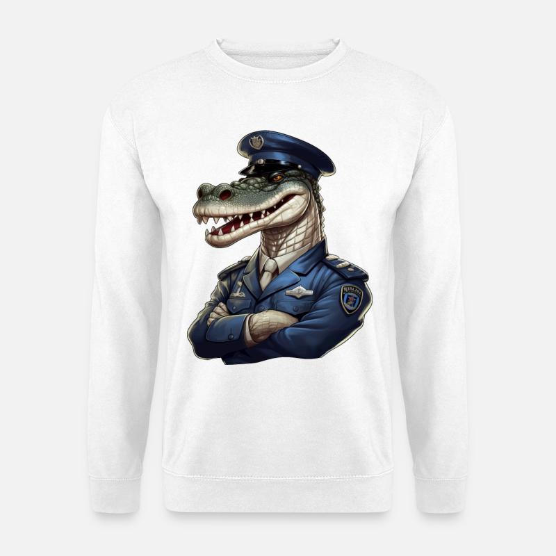 Crocodile Policeman - Unisex Sweatshirt - white