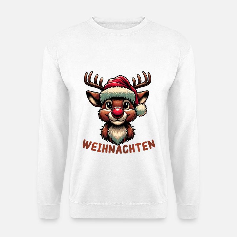 Frohe Weihnachten Rudolf das Rentier Design - Unisex Pullover - Weiß