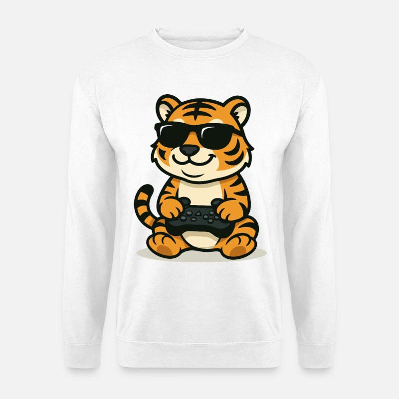 Chilliger Gamer-Tiger - Unisex Pullover - Weiß