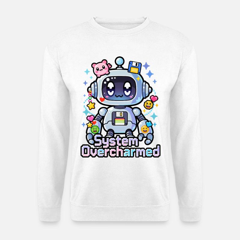 🤖 - System Overcharmed – Roboter mit digitalen Charms - Unisex Pullover - Weiß