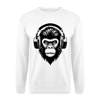Singe comique avec des mèches et des écouteurs Chemise - Sweat-shirt Unisexe - blanc - Devant