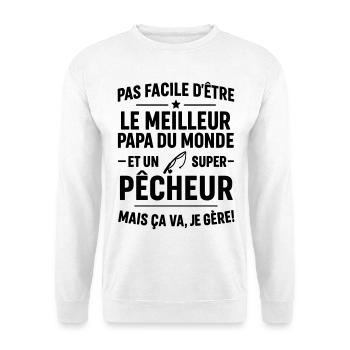 Pêche – Super Papa Pêcheur - Sweat-shirt Unisexe - blanc - Devant
