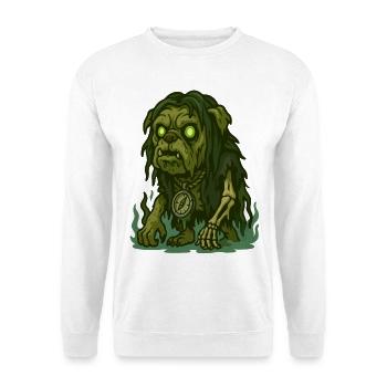 Bouledogue zombie aux yeux lumineux et boussole - Sweat-shirt Unisexe - blanc - Devant