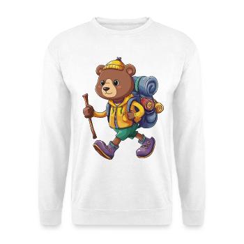 Süßer Bär Wandern Camping Abenteuer Rucksacktourist - Unisex Pullover - Weiß - Vorne