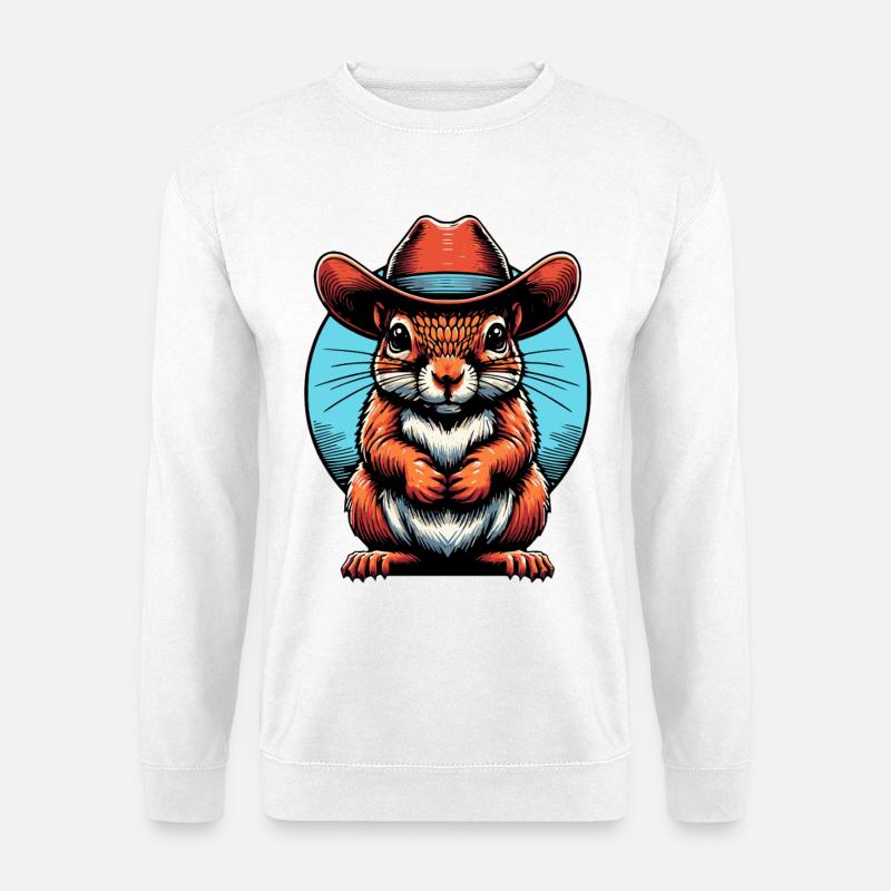 Cowboy-Eichhörnchen Grafik - Unisex Pullover - Weiß