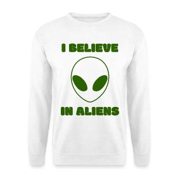 I Believe in Aliens Green UFO Minimal Statement - Unisex Pullover - Weiß - Vorne