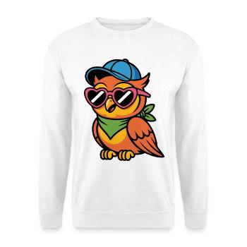 Lustige  Eule mit Sonnenbrille - Unisex Pullover - Weiß - Vorne