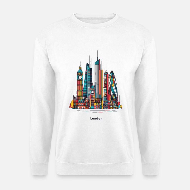 Londons bunte Skyline - Unisex Pullover - Weiß