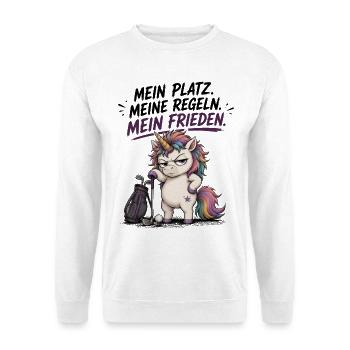 Mein Platz Meine Regeln Mein Frieden Einhorn Golf - Unisex Pullover - Weiß - Vorne