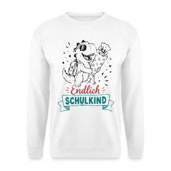 Endlich Schulkind Dino - Unisex Pullover - Weiß - Vorne